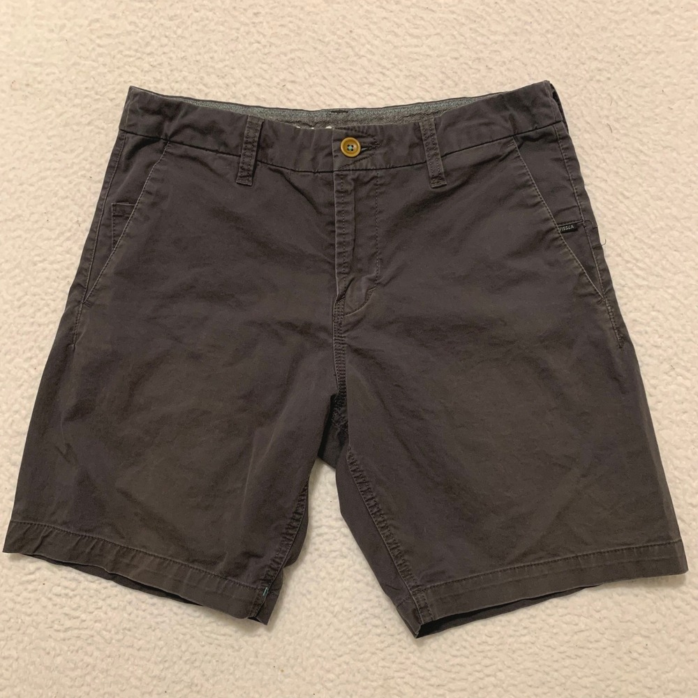 Vissla Organic Cotton Chino Shorts Mens 30W x 8" Inseam Stretch Zip Button Gray